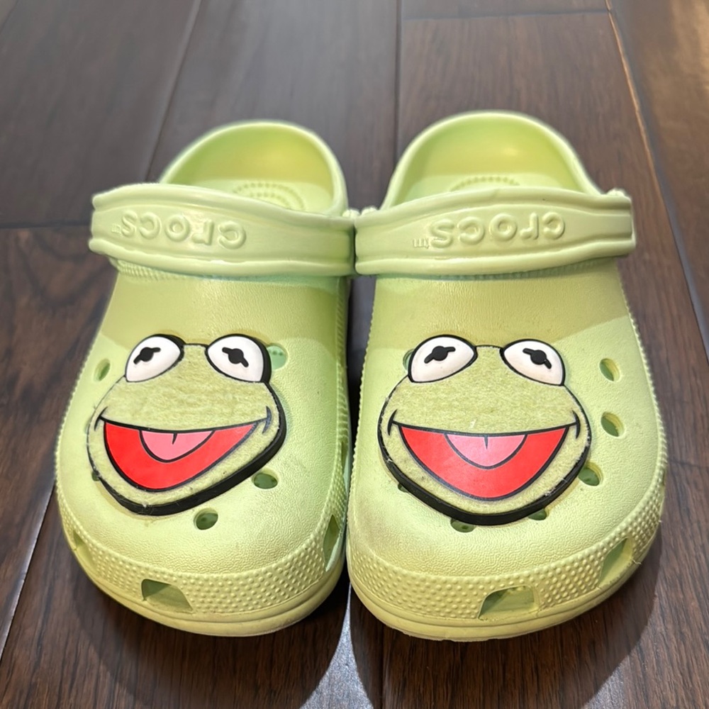 Green Kermit CROCS size 7